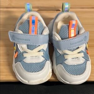 adidas Blue and White Sneakers with Velcro Strap and Breathable Mesh